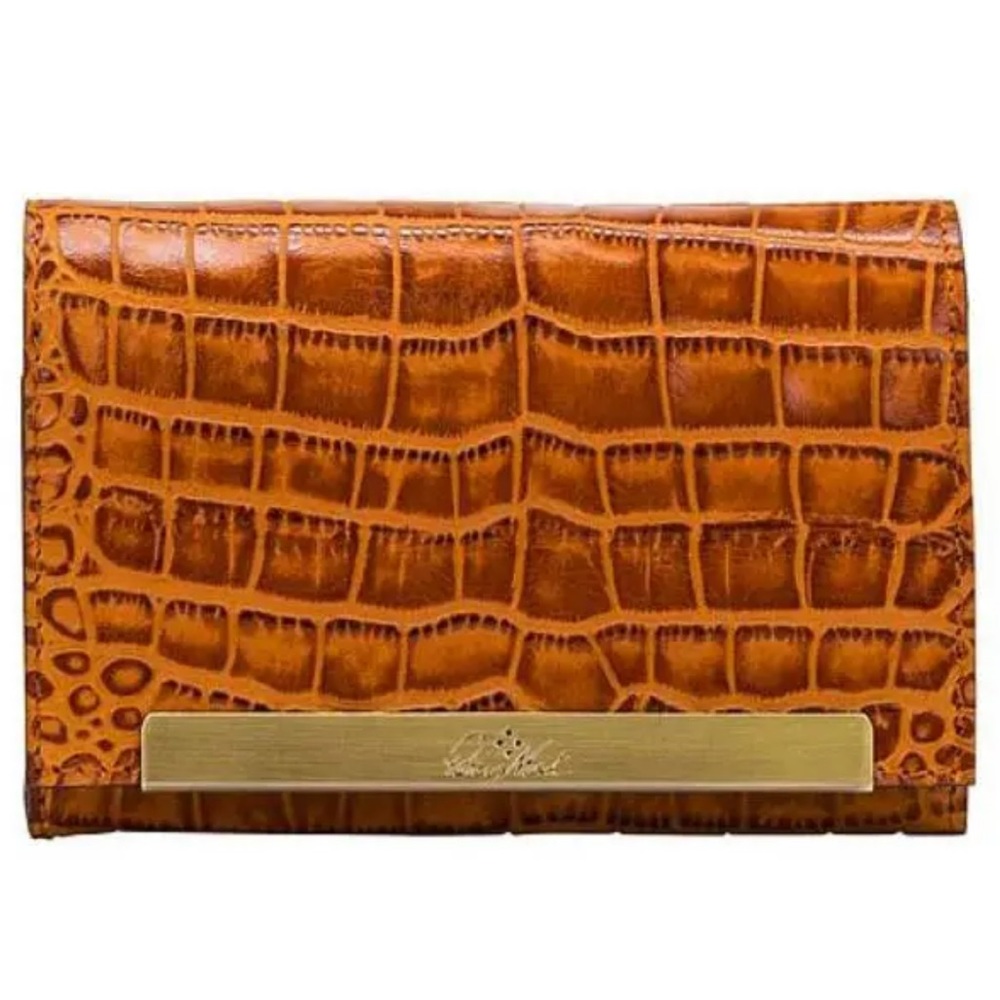 Patricia Nash Cametti Croco Embossed Congac Leather Wallet  NWOT